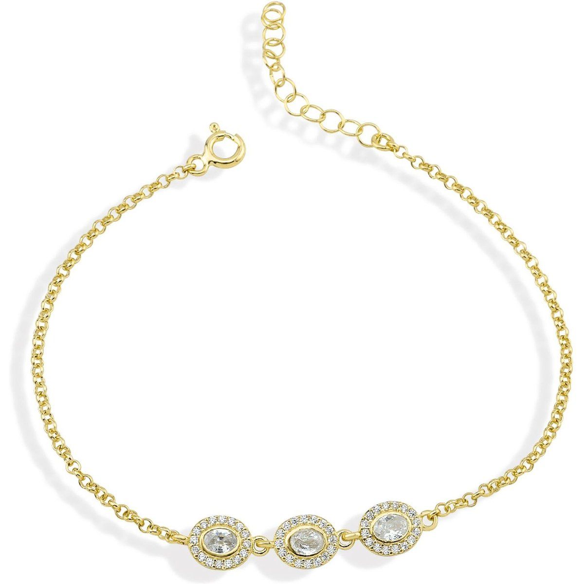 Vergoldetes Halo-Armband mit drei Steinen