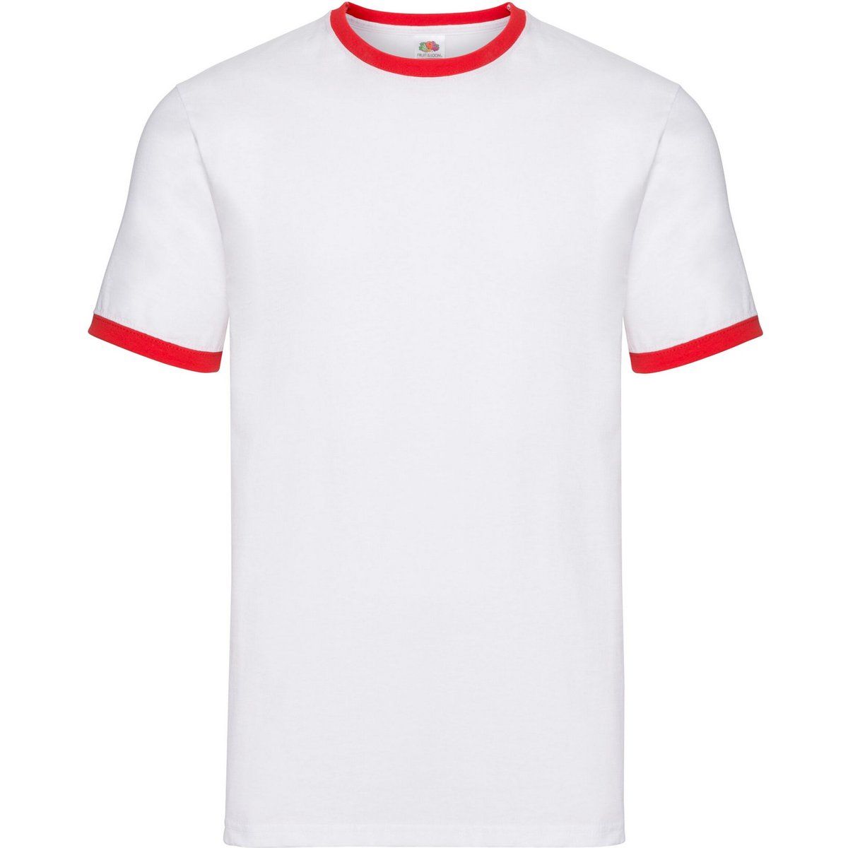 Weißes Ringer-T-Shirt mit rotem Rand