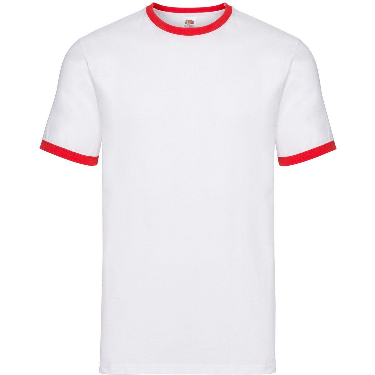 Weißes Ringer-T-Shirt mit rotem Rand