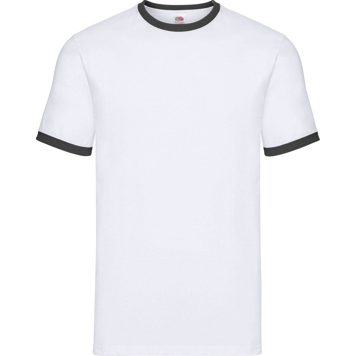 Weißes Ringer-T-Shirt mit schwarzem Rand