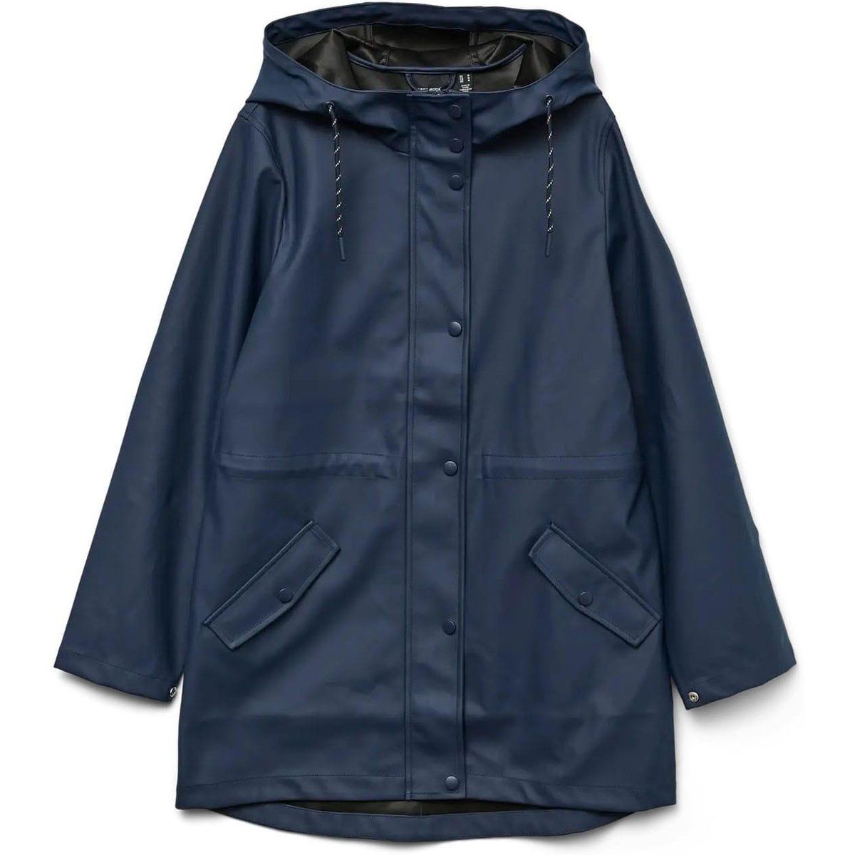 Kapuzen-Regenmantel mit Knopfleiste und Taschen
