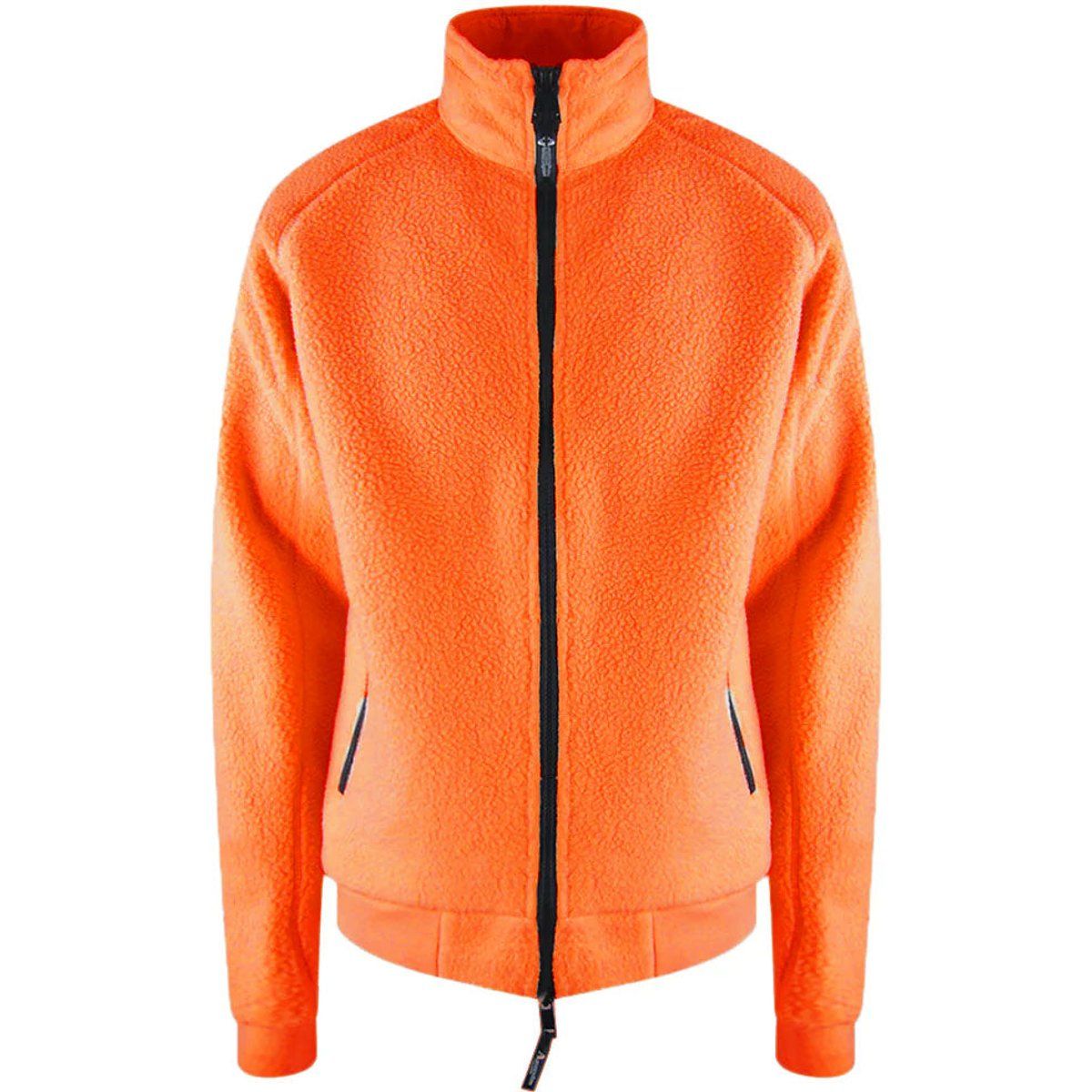 Orangefarbene Sherpa Fleece Jacke mit Reißverschluss