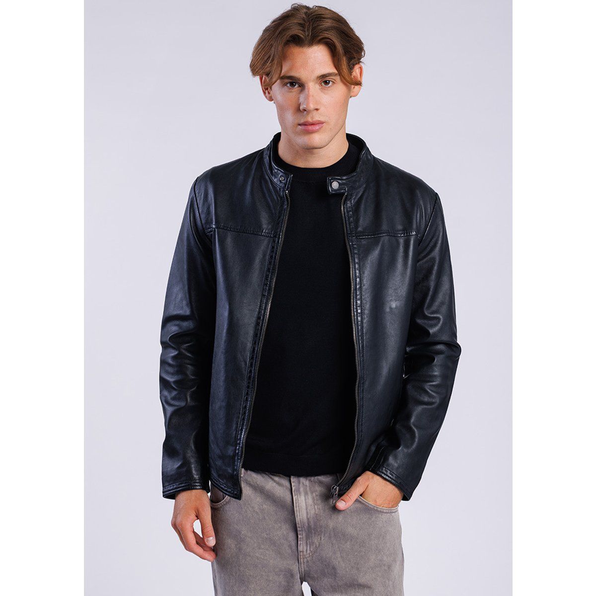 Moderne Leder-Bikerjacke für Herren