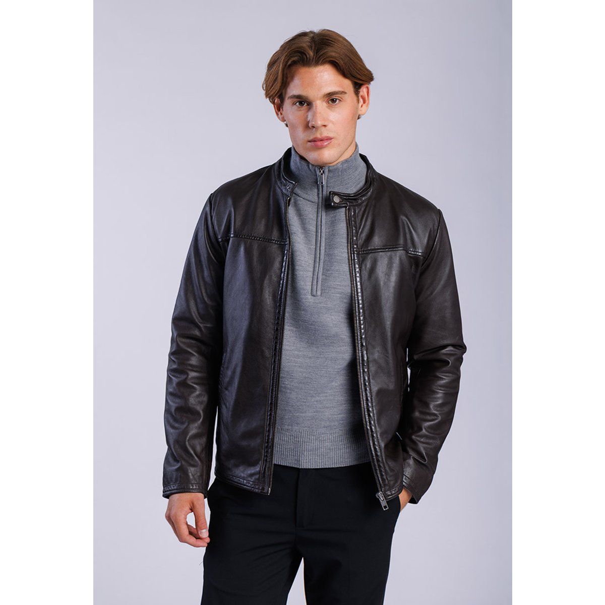 Herren Lederjacke Klassisch Kurz