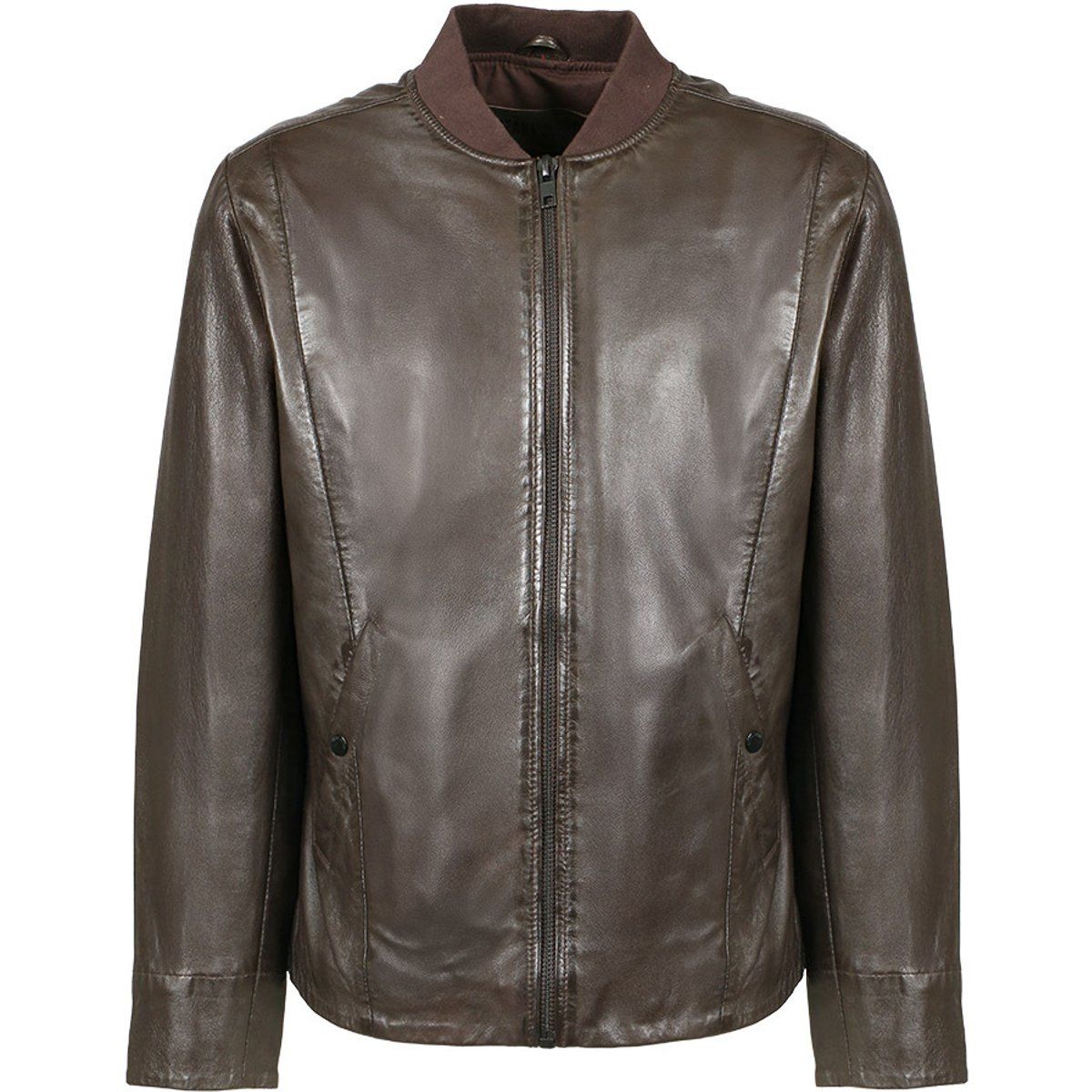 Herren Leder Bomberjacke Braun
