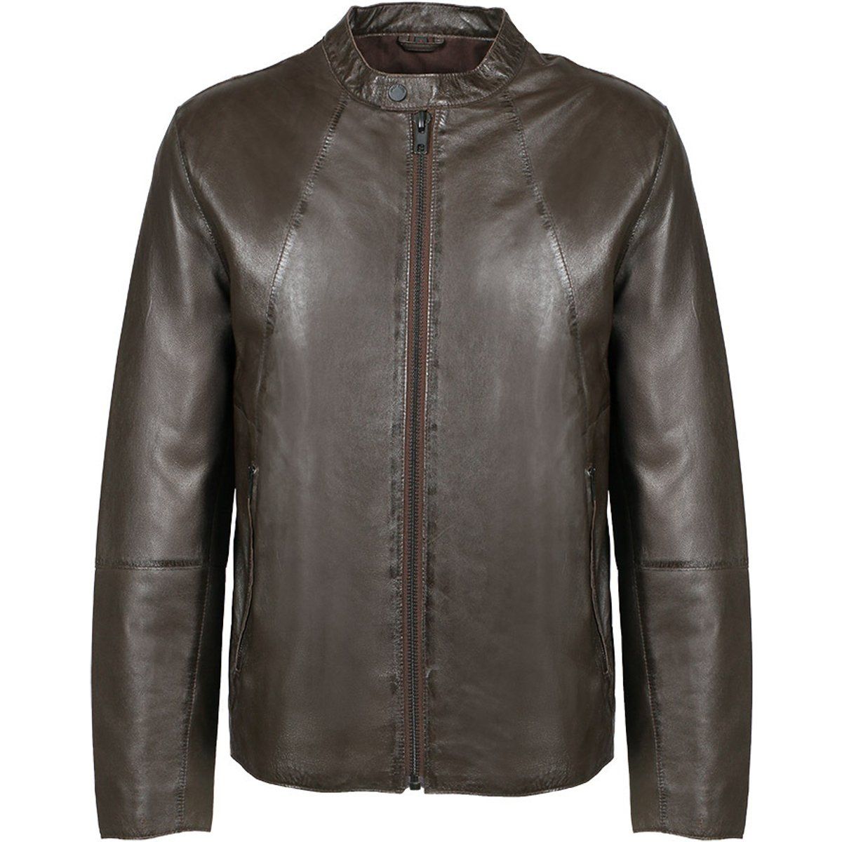 Minimalistische braune Herren Lederjacke