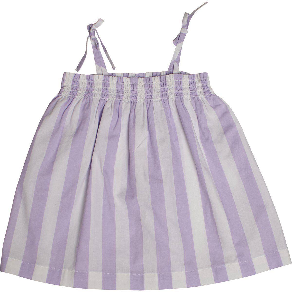 Gestreiftes Baumwoll-Sommerkleid mit Bindebändern