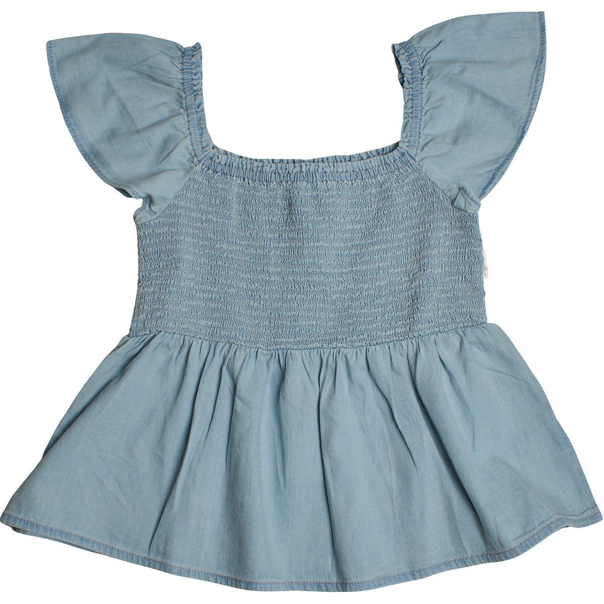 Jeansbluse mit Wabenmuster und Rüschenärmeln für Mädchen