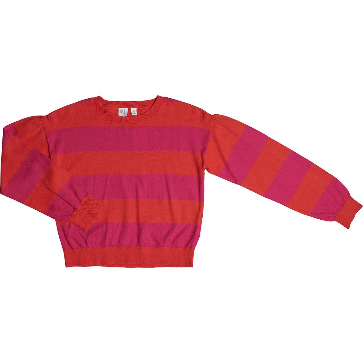 Gestreifter Strickpullover mit Ballonärmeln