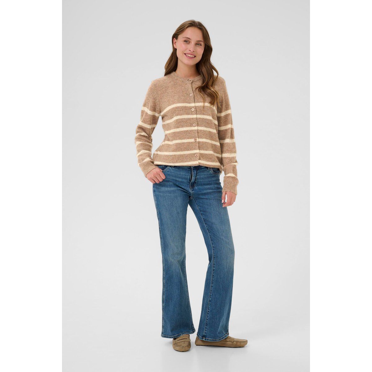 Gestreifte Strickjacke Casual Fit