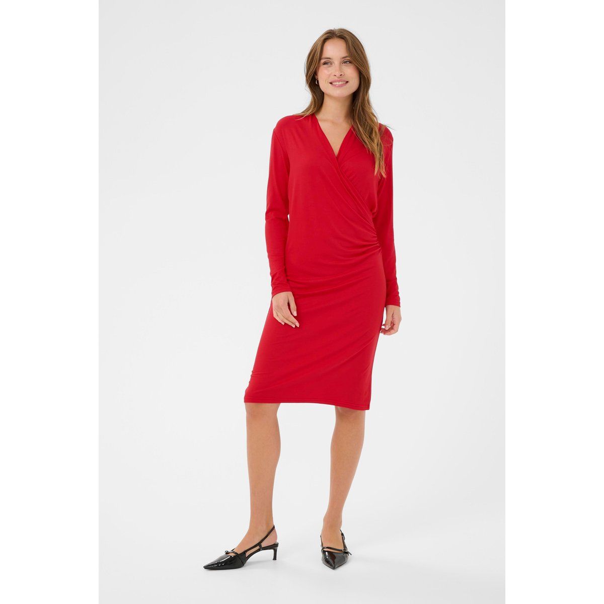 Figurbetontes Jersey-Wickelkleid mit langen Ärmeln