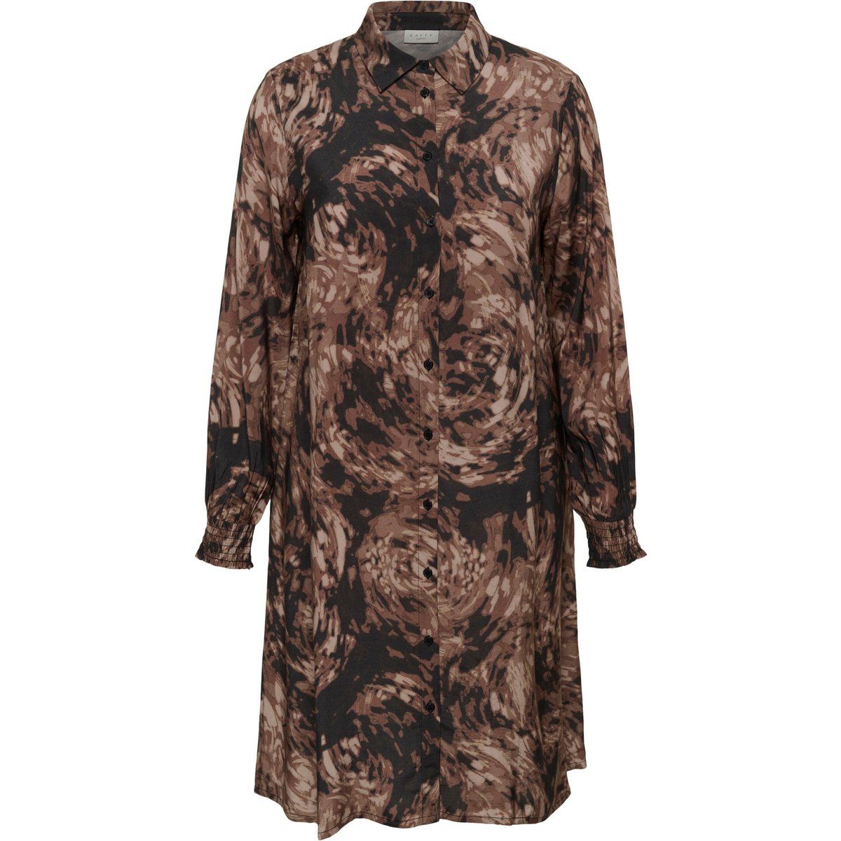 Hemdkleid mit abstraktem Muster und langen Ärmeln