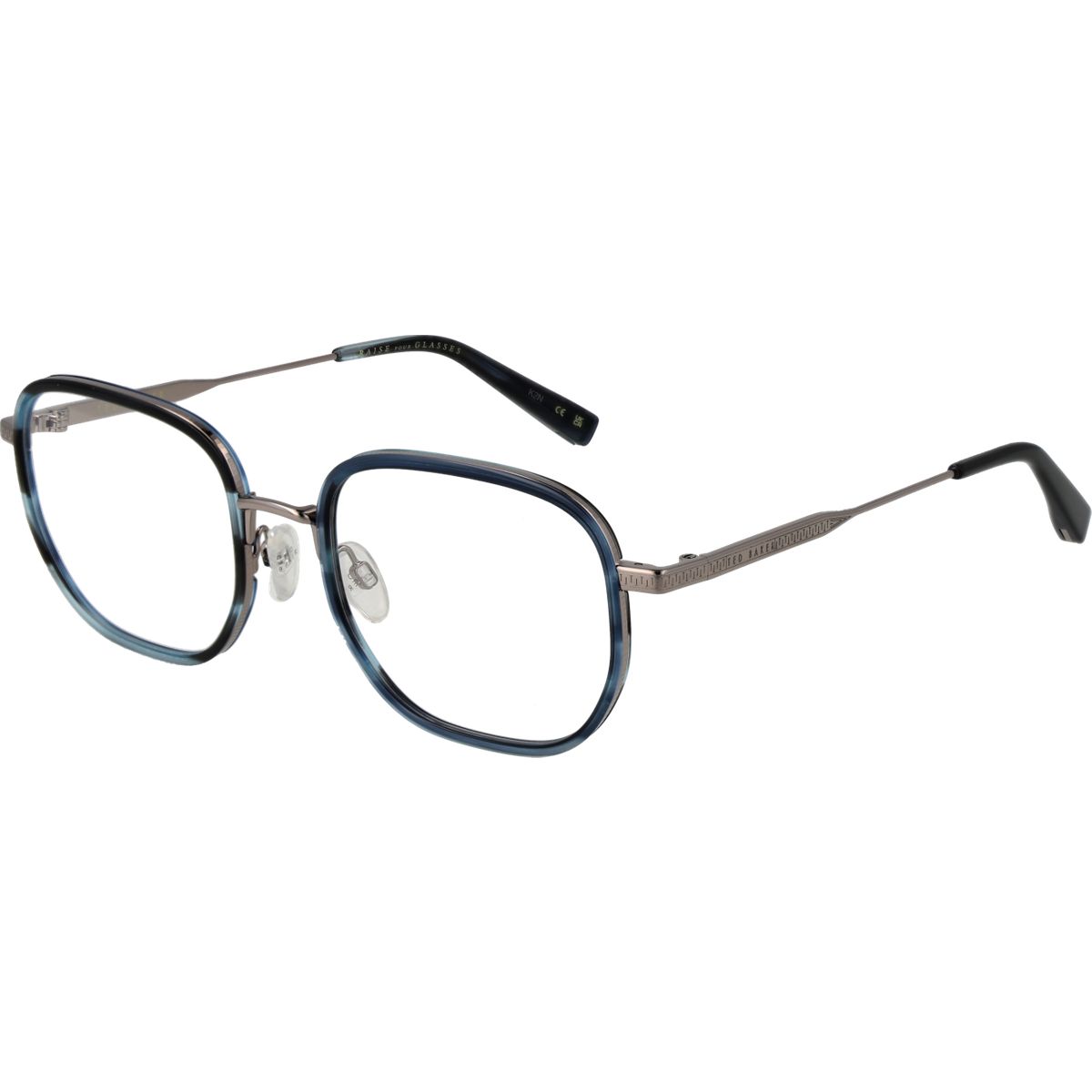 Quadratische blau gemusterte Vollrandbrille