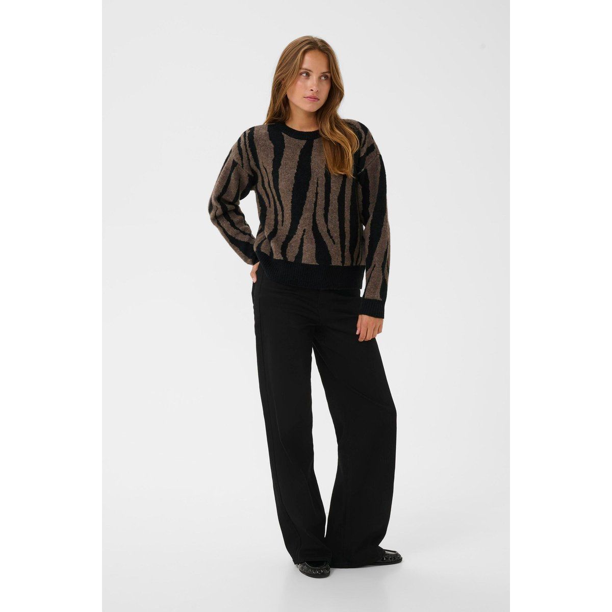 Pullover mit Zebra-Muster und Rundhalsausschnitt