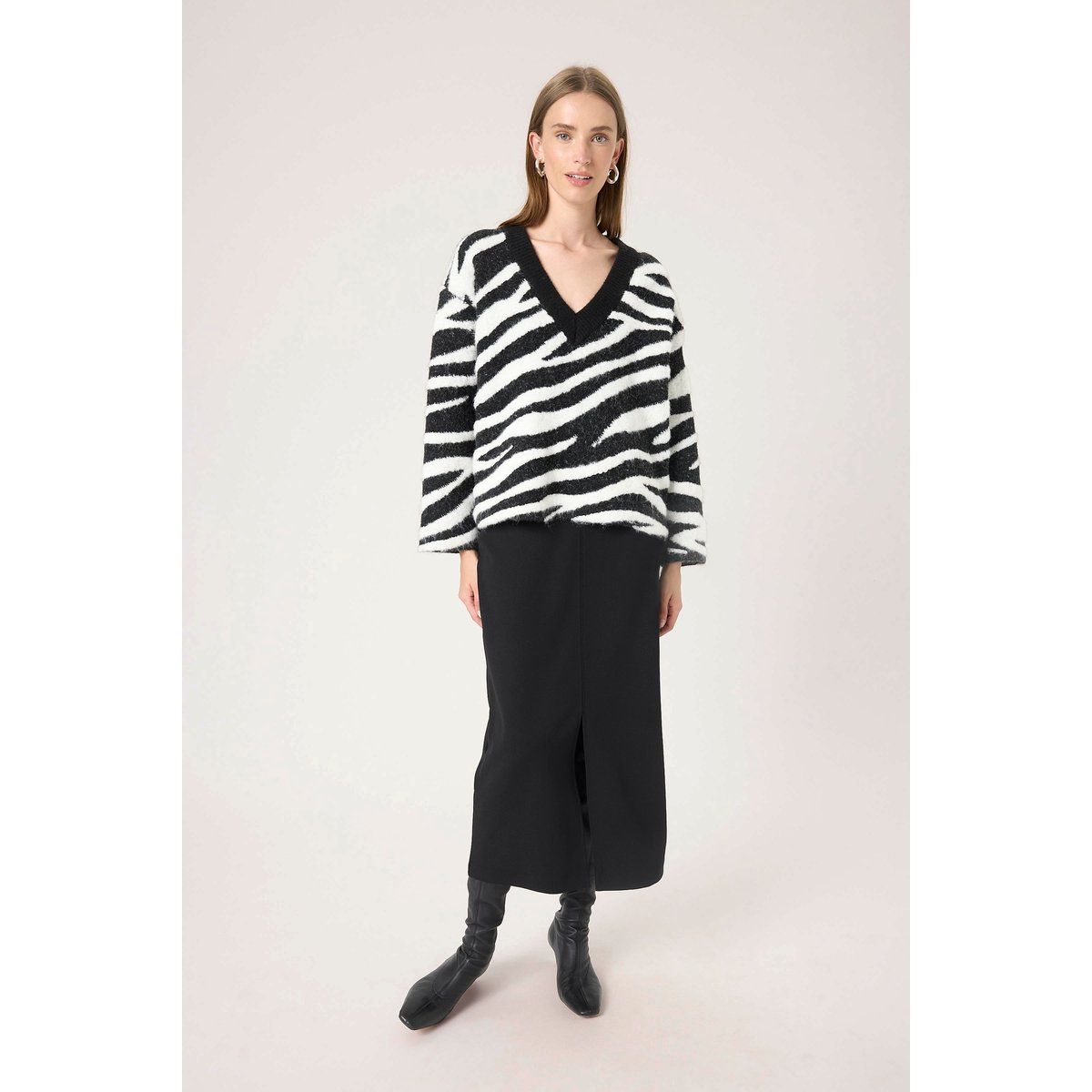 Strickpullover SLSorea Strickpullover Baggy fit black white