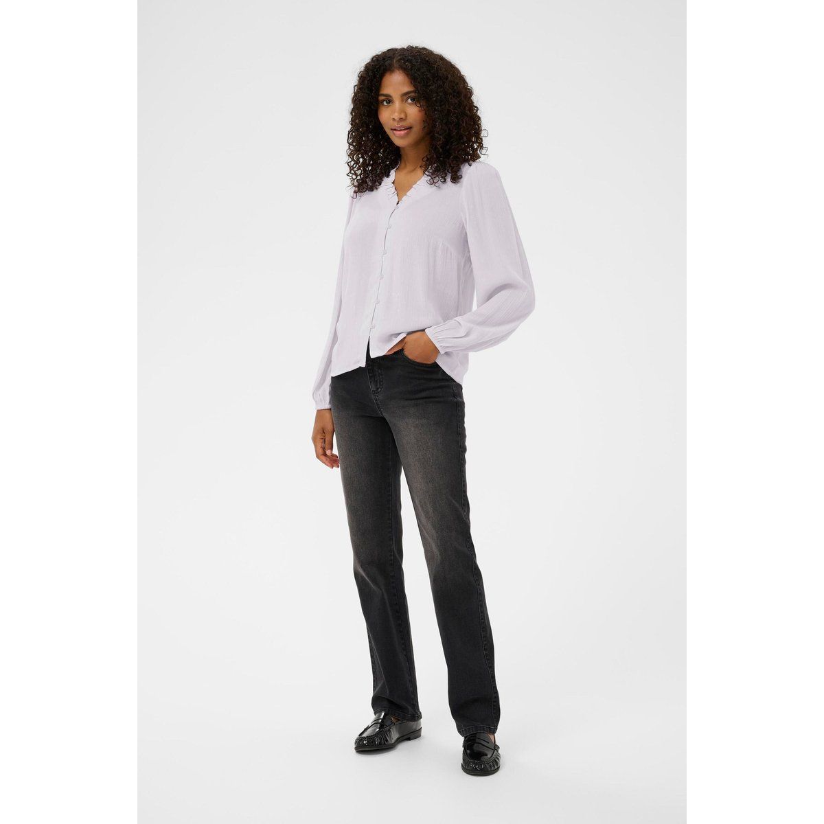Elegante Rüschenbluse mit V-Ausschnitt