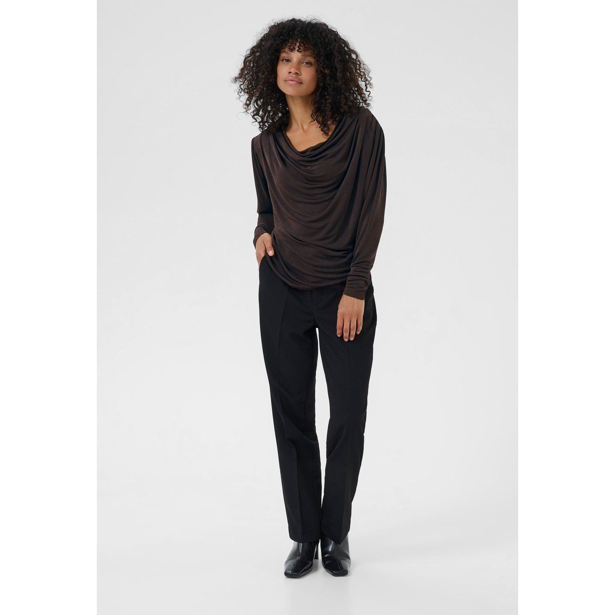 Langarm-Bluse KAgina Langarm-Bluse Regular fit dark brown