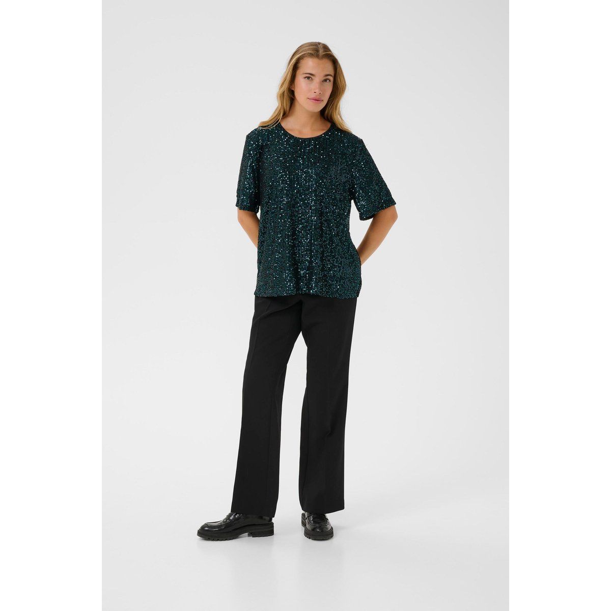 Kurzarm-Bluse KAlila Kurzarm-Bluse Regular fit dark green