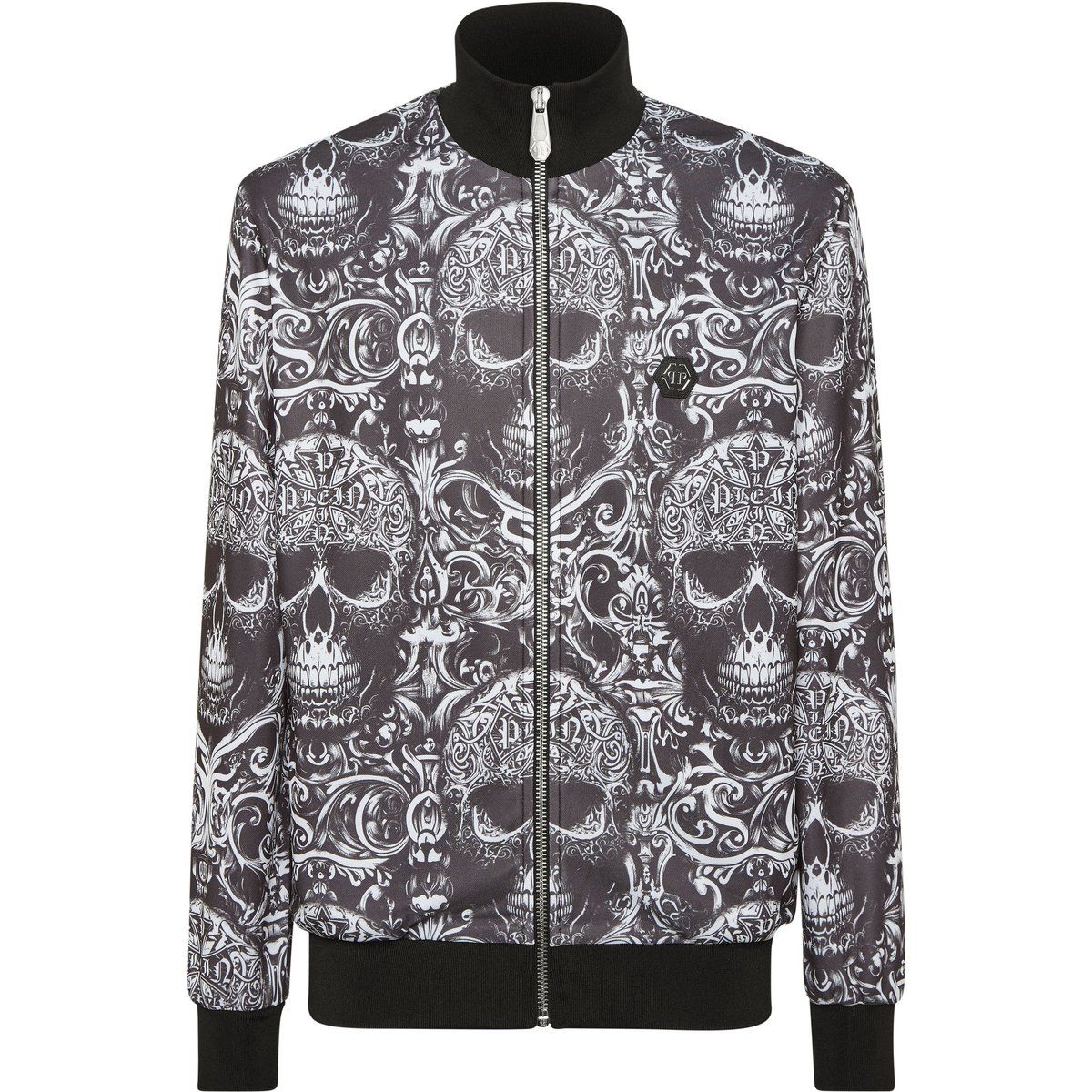 Totenkopfmuster Trainingsjacke mit Reißverschluss
