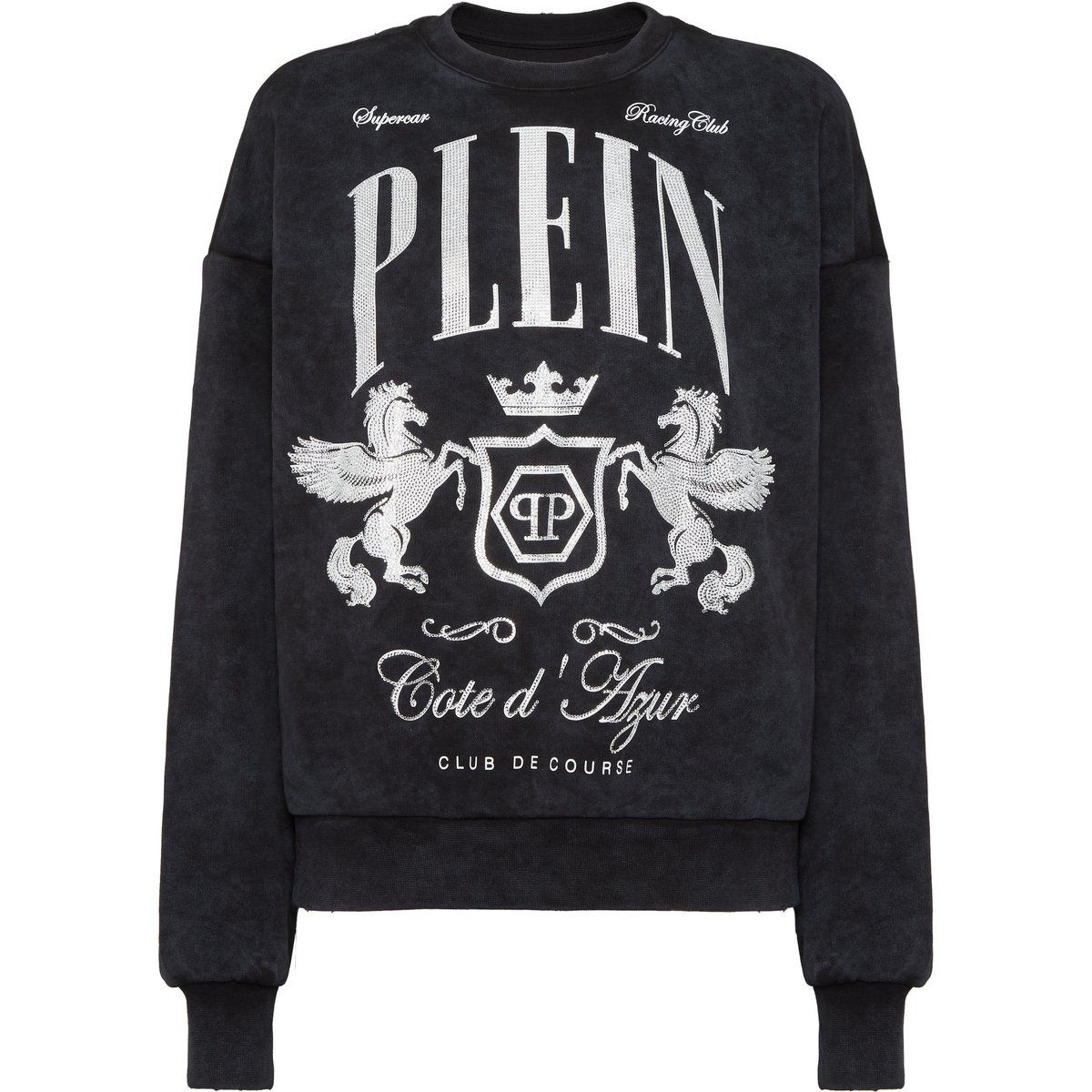 Vintage-Sweatshirt mit Strasssteinen und Grafik