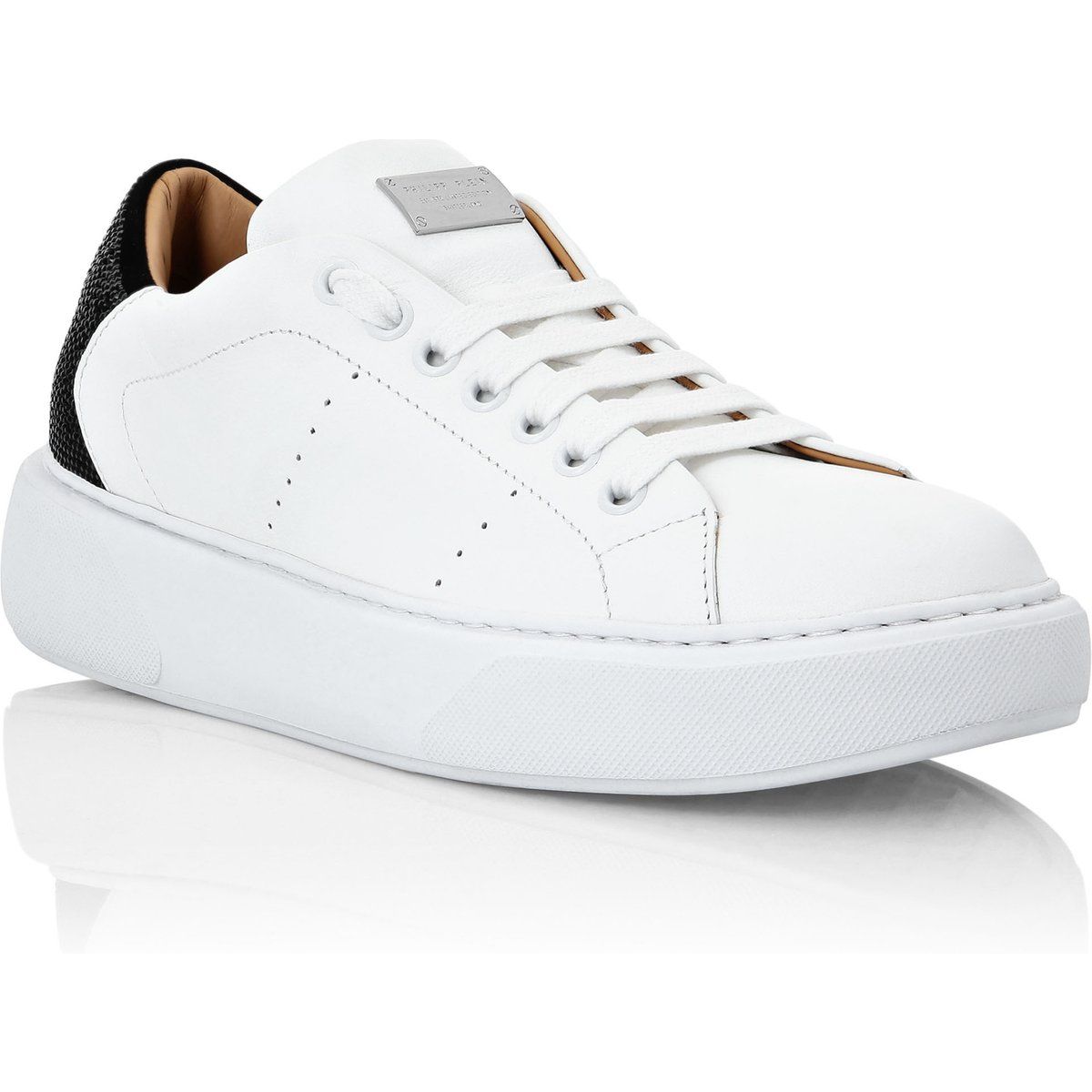 Weißer Leder-Low-Top-Fashion-Sneaker