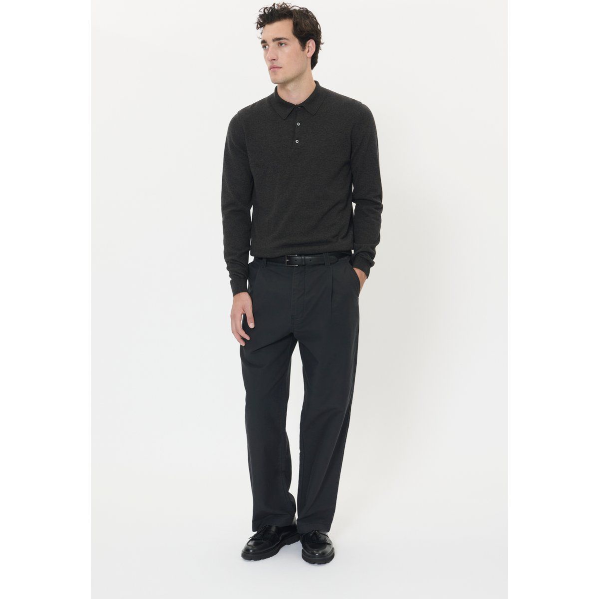Langärmeliges Strick-Poloshirt