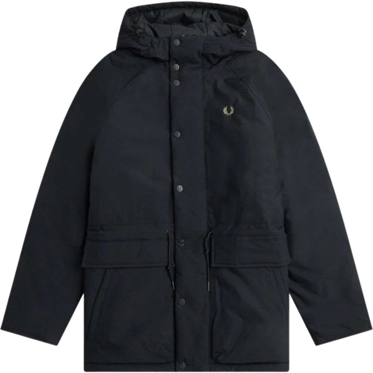 Schwarze Kapuzenjacke mit Wattierung