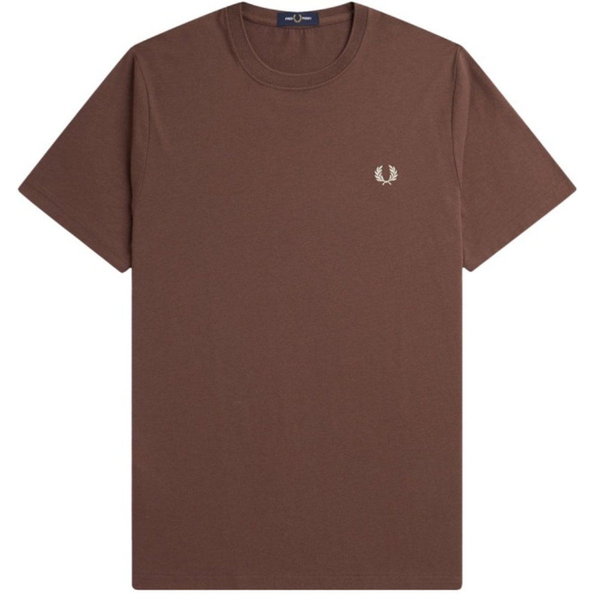 Klassisches braunes Baumwoll-T-Shirt mit Rundhalsausschnitt