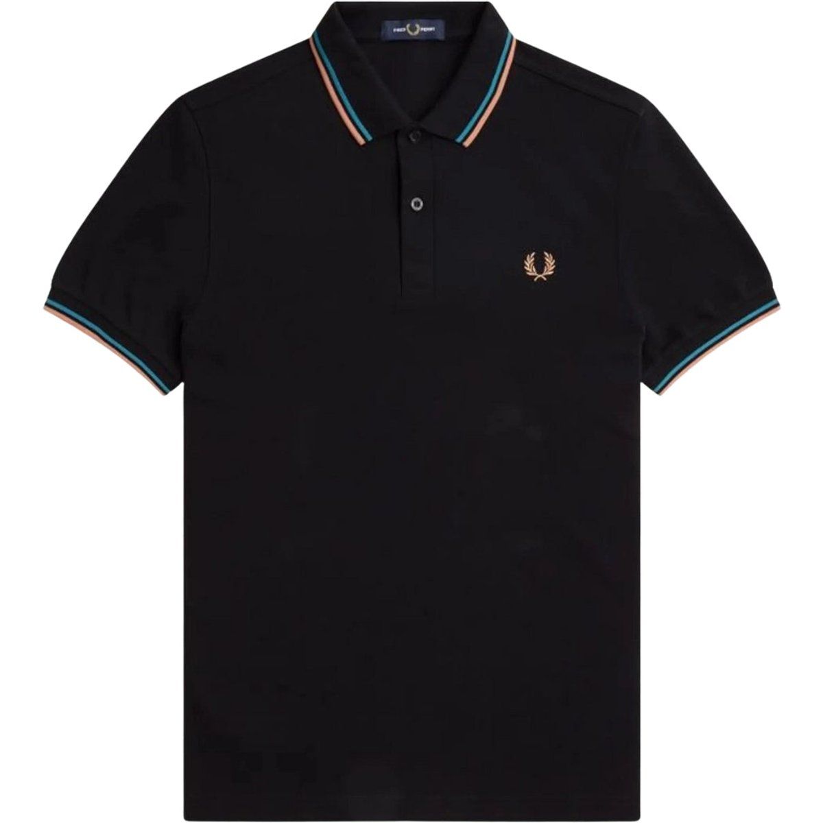 Schwarzes Poloshirt mit doppeltem Kragen