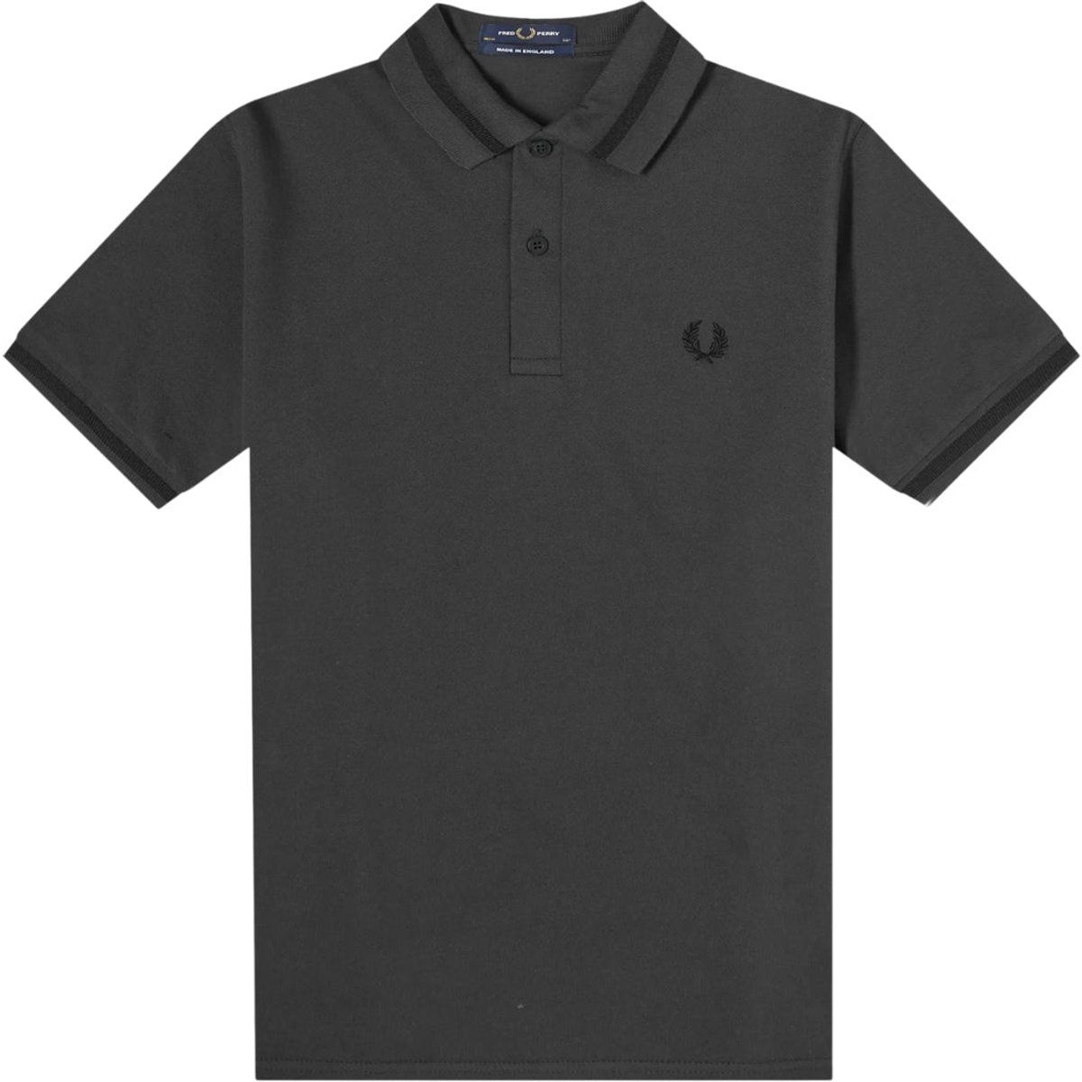 Dunkelgrünes Poloshirt mit gestreiftem Kragen