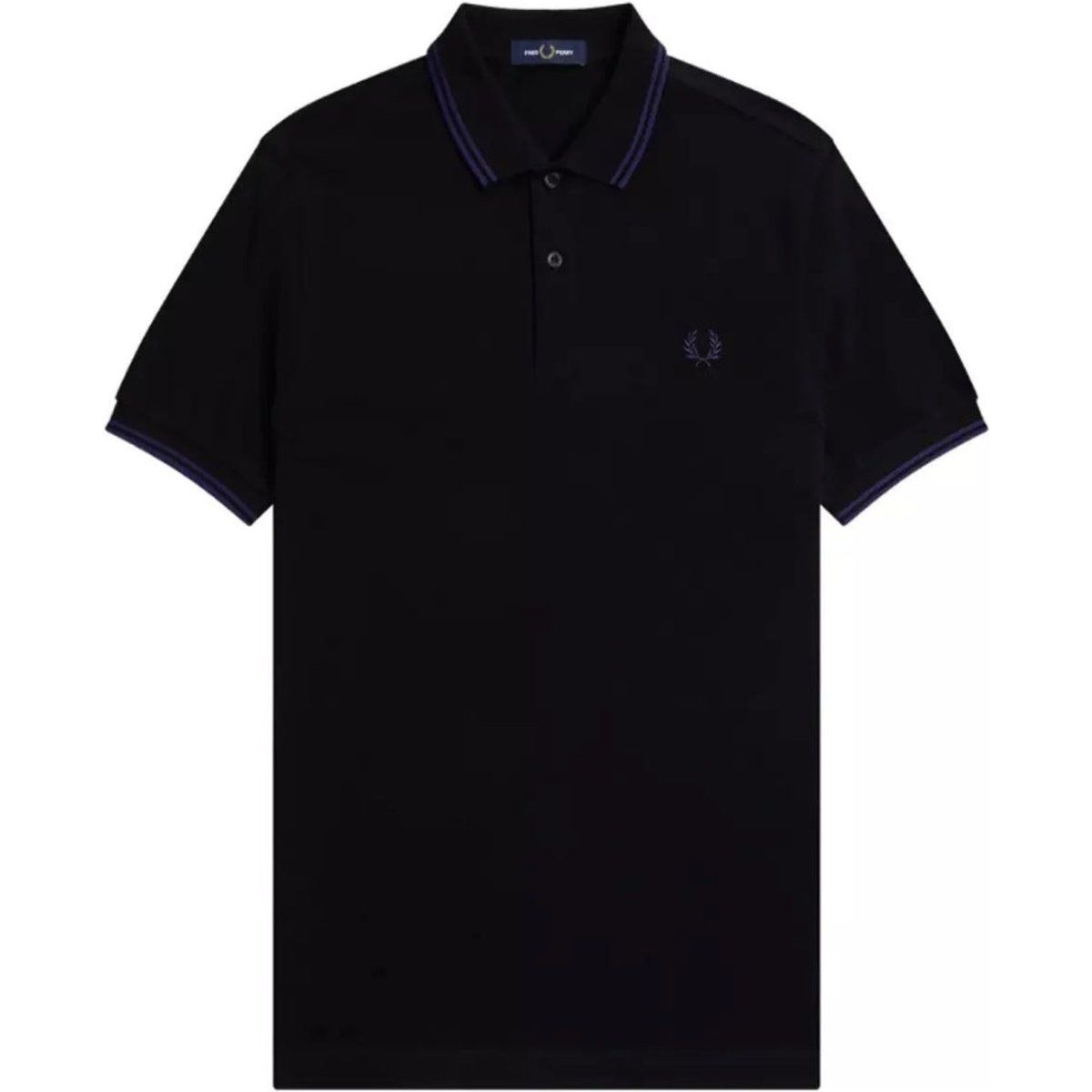 Schwarzes Poloshirt mit Doppelt Gestreiftem Kragen