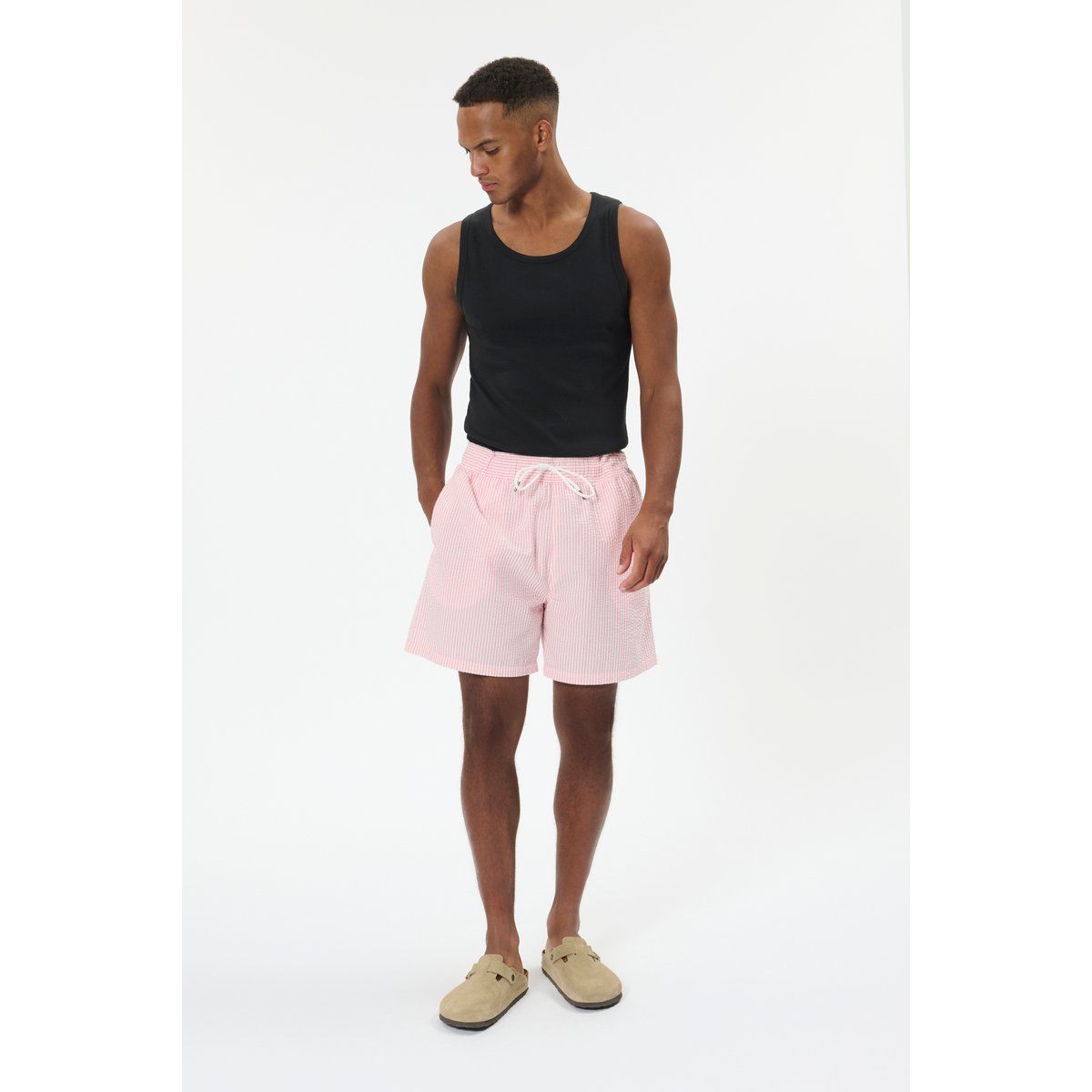 Relaxed Fit Gestreifte Badeshorts