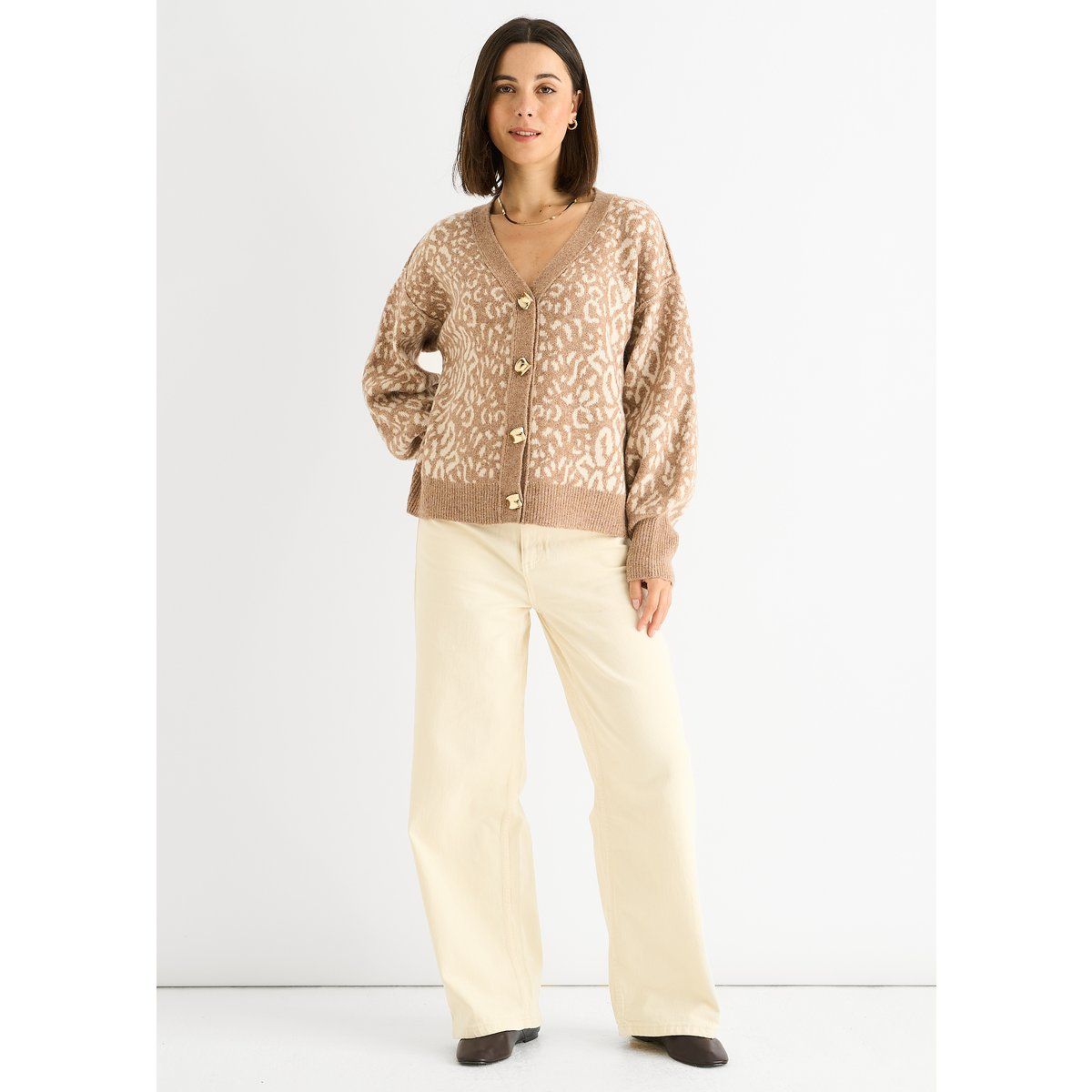 Strickjacke mit Leopardenmuster