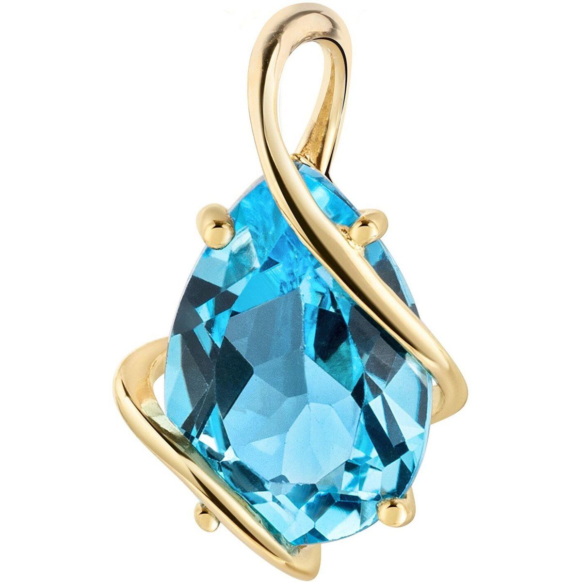 Blautopas Gold Anhänger Tropfenschliff