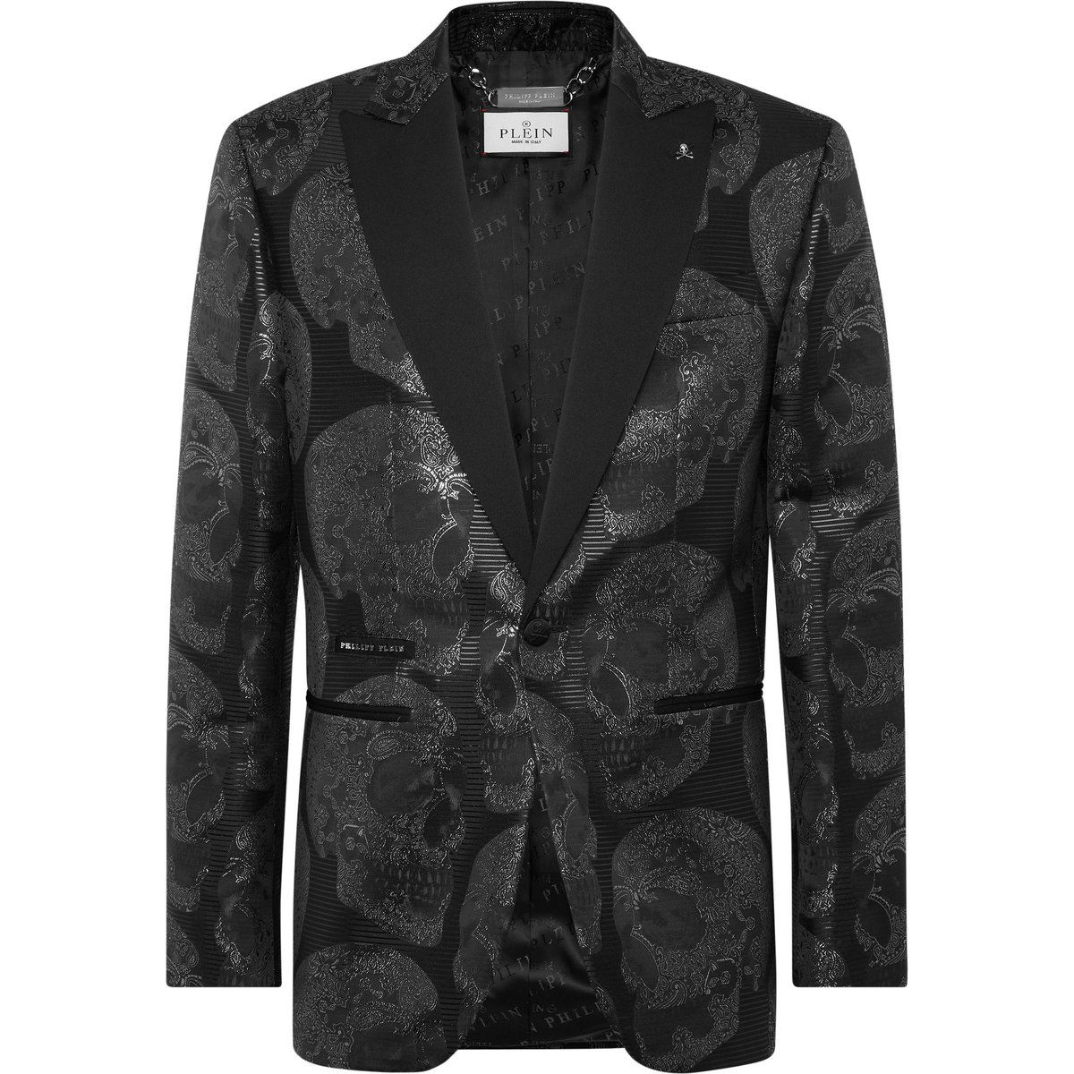 Skull-Muster Jacquard Abendblazer