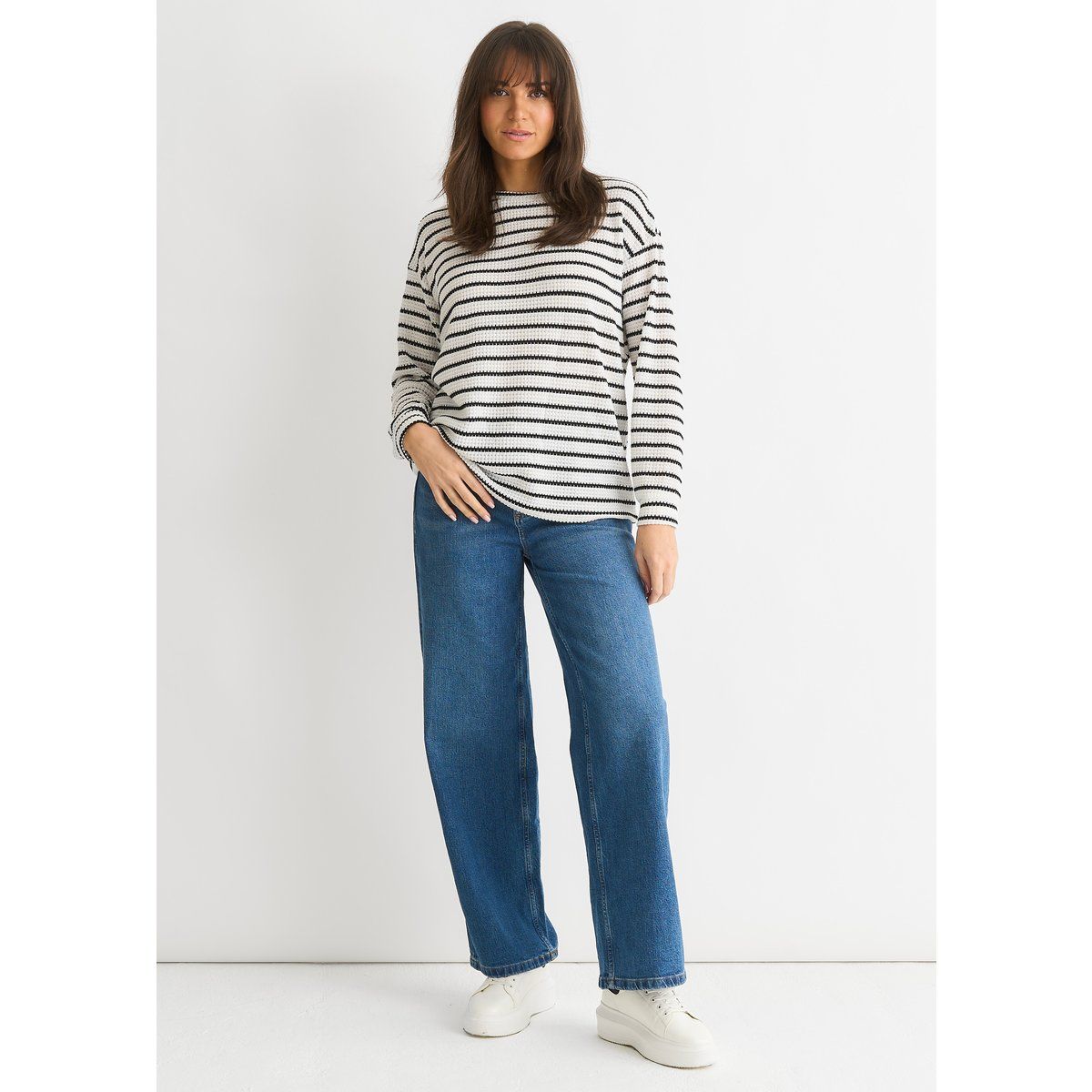 Oversized Strickpullover mit Monostreifen
