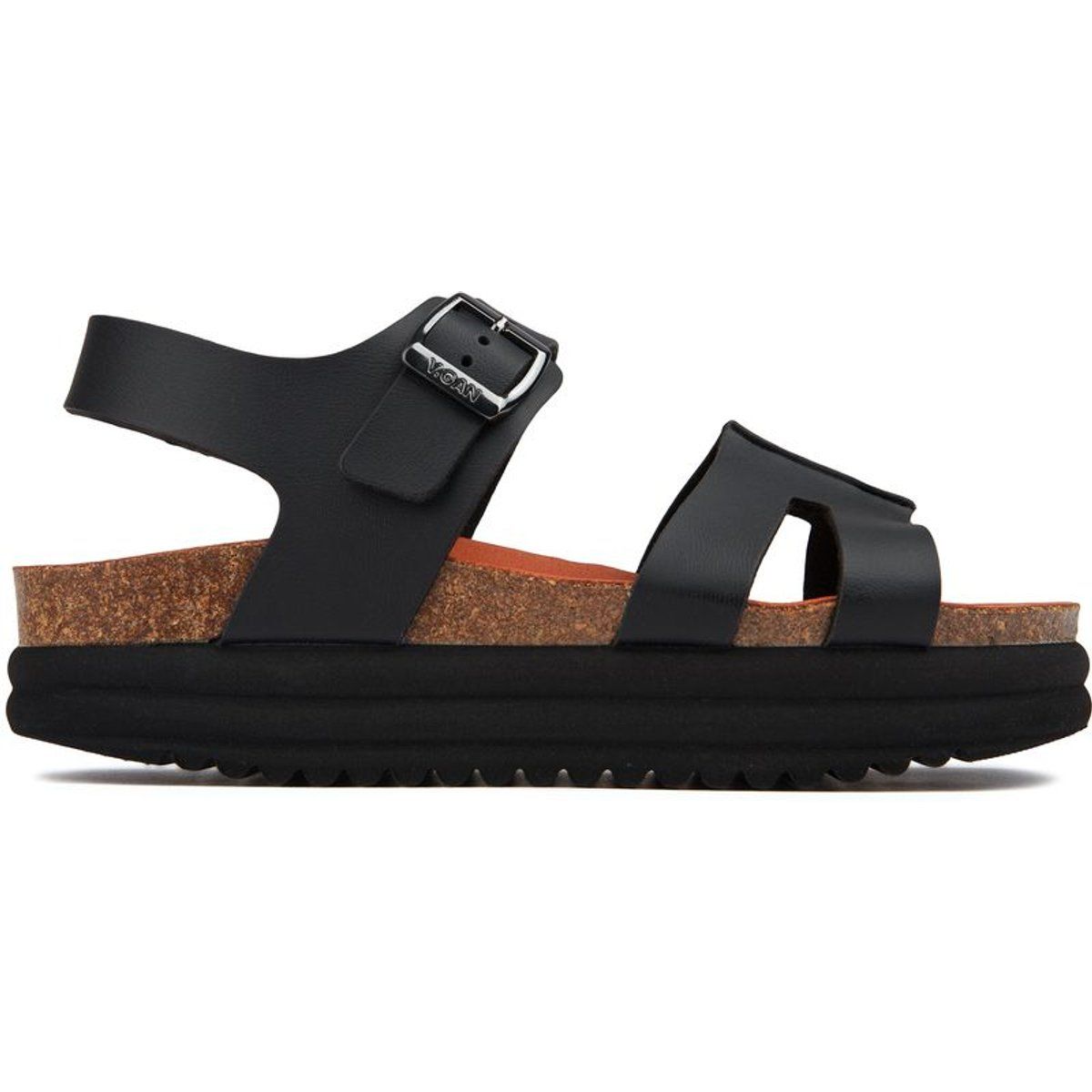 Vegane Flatform Sandale mit Schnallenriemen