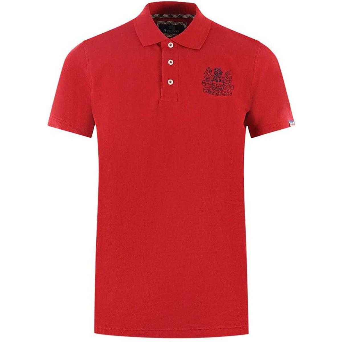 Aquascutum - Poloshirt für Herren/Damen Unisex, Ärmel mit Markenschriftzug (Rot)