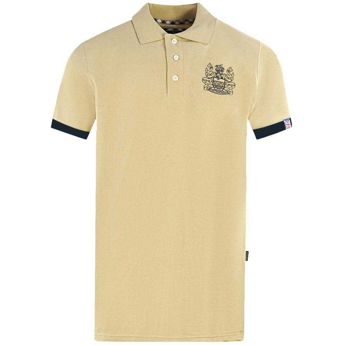 Aquascutum - Poloshirt für Herren/Damen Unisex, Kragen mit Logo (Beige)