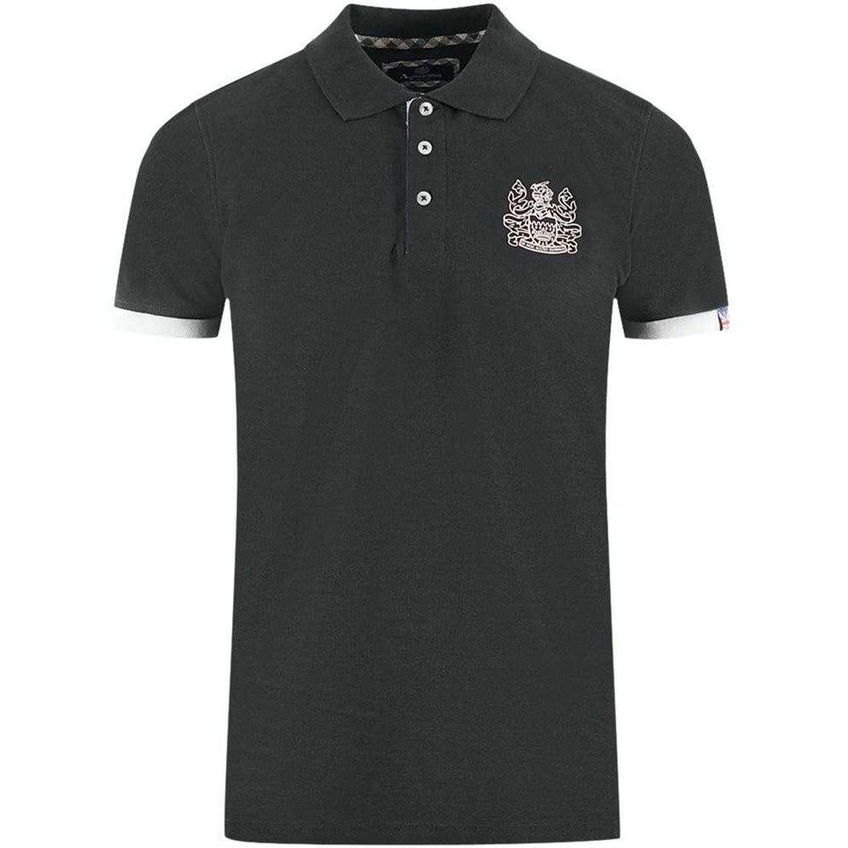 Aquascutum Unisex Erwachsenen Logo Kragen Polo-Shirt (Schwarz)
