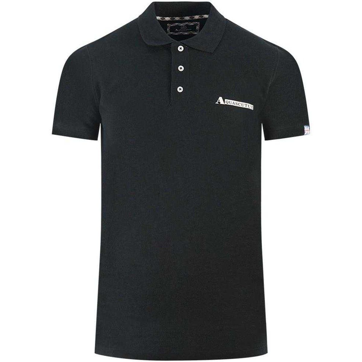 Aquascutum Unisex Erwachsene Boxed Logo Polo Shirt (Schwarz)