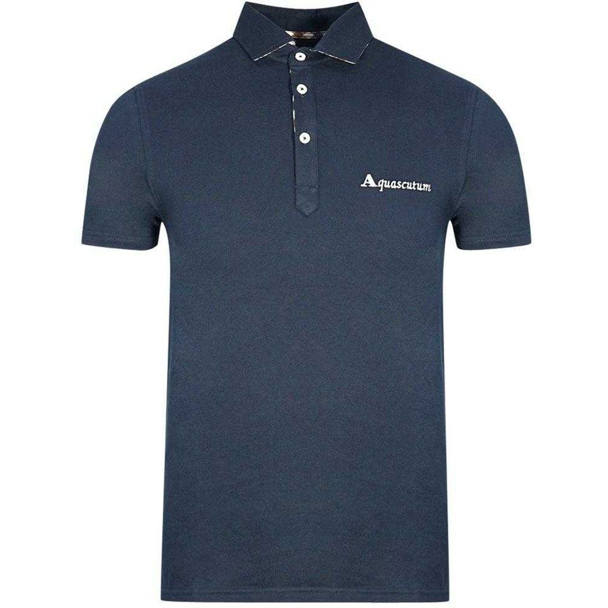 Aquascutum Unisex Erwachsene Signature Logo Polo-Shirt (Marineblau)