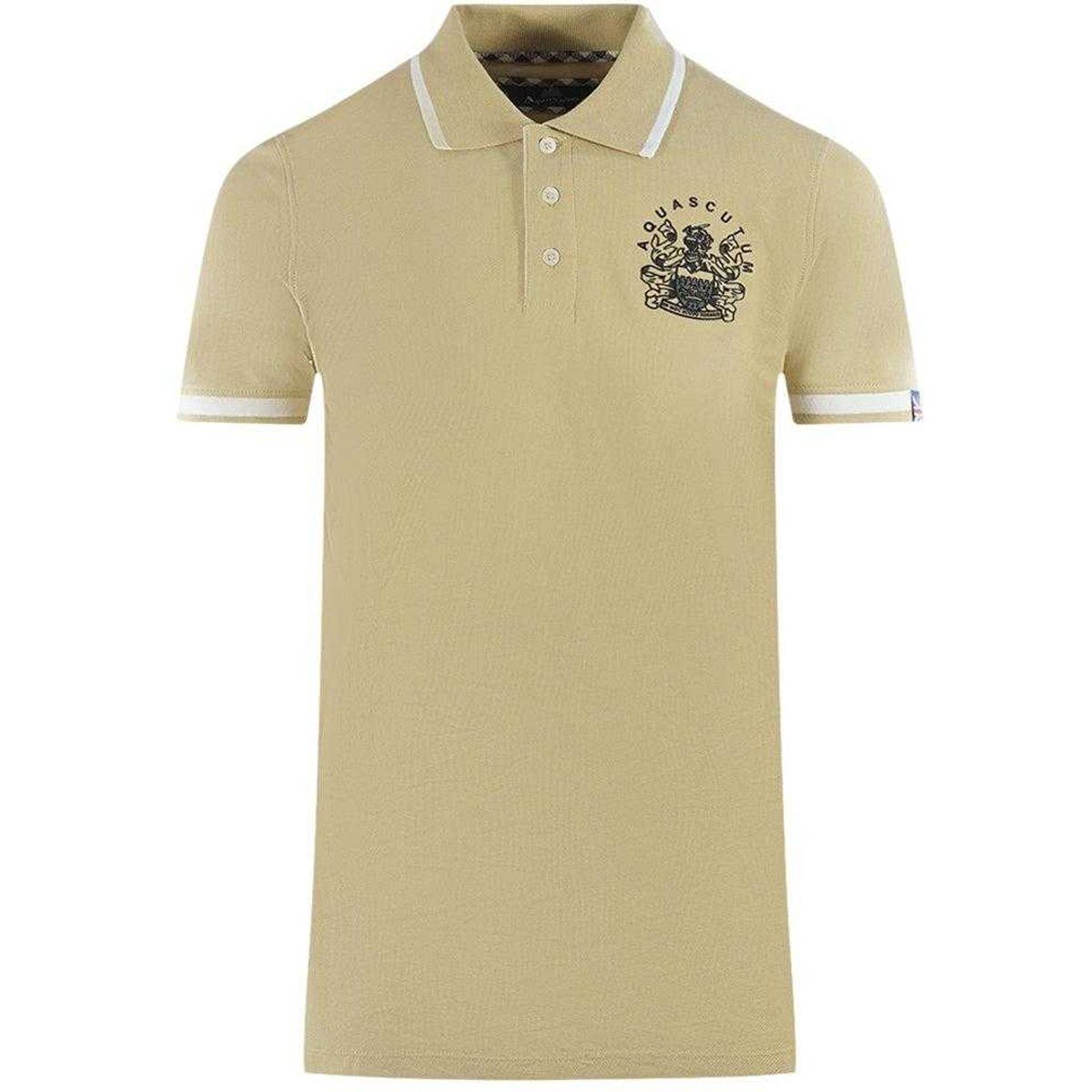 Aquascutum Unisex Erwachsener Aldis Polo-Shirt mit Kontrastkragen (Beige)