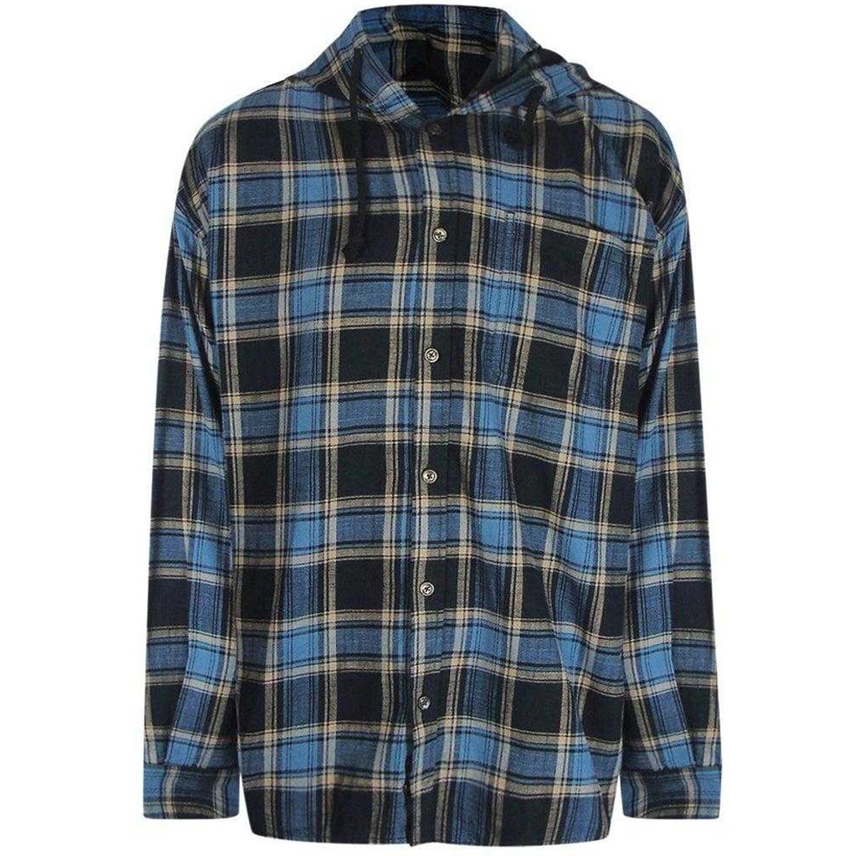 Diesel Herren Karierter Kapuzenhemd (Blau/Schwarz)