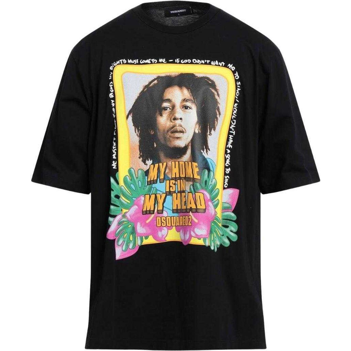 DSquared2 Unisex Erwachsene Mein Zuhause Ist In Meinem Kopf Bob Marley T-Shirt (Schwarz)