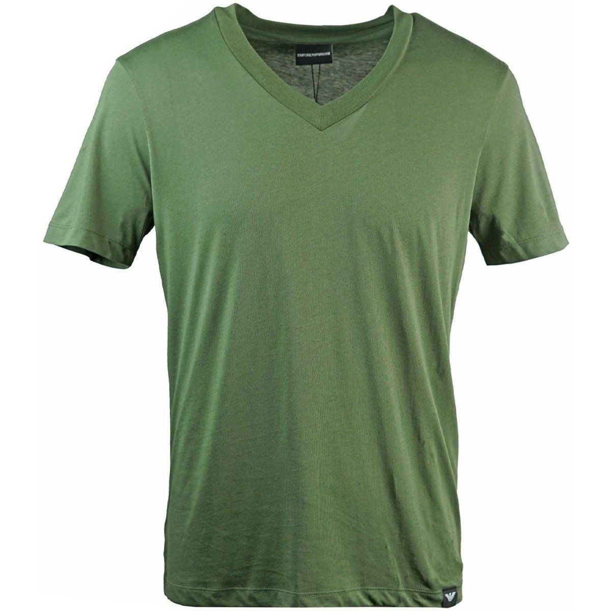 Herren Olivgrünes T-Shirt mit V-Ausschnitt