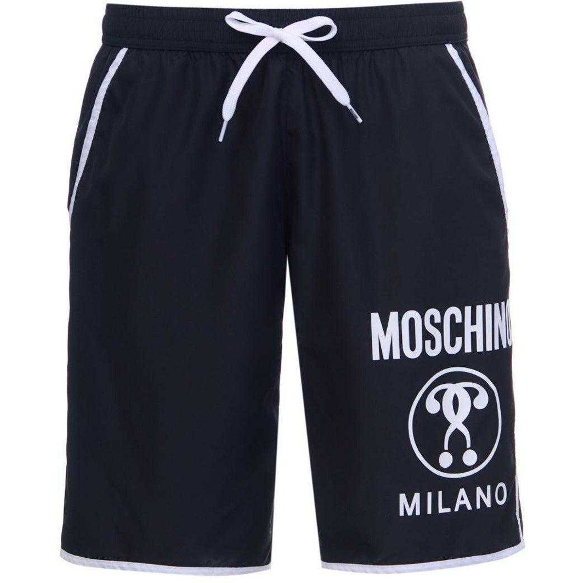 Moschino - "Milano" Badeshorts für Herren, Lang (Schwarz/Weiß)