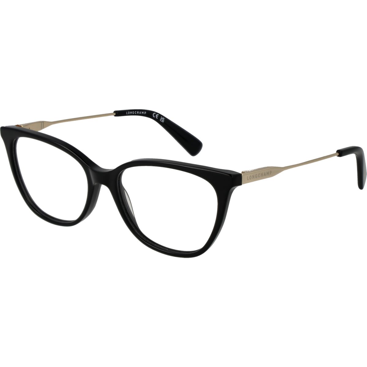 Schwarze Katzenaugen-Brille mit goldenen Details