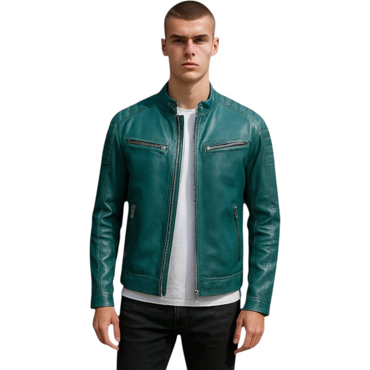 Klassische Herren Bikerjacke aus Leder