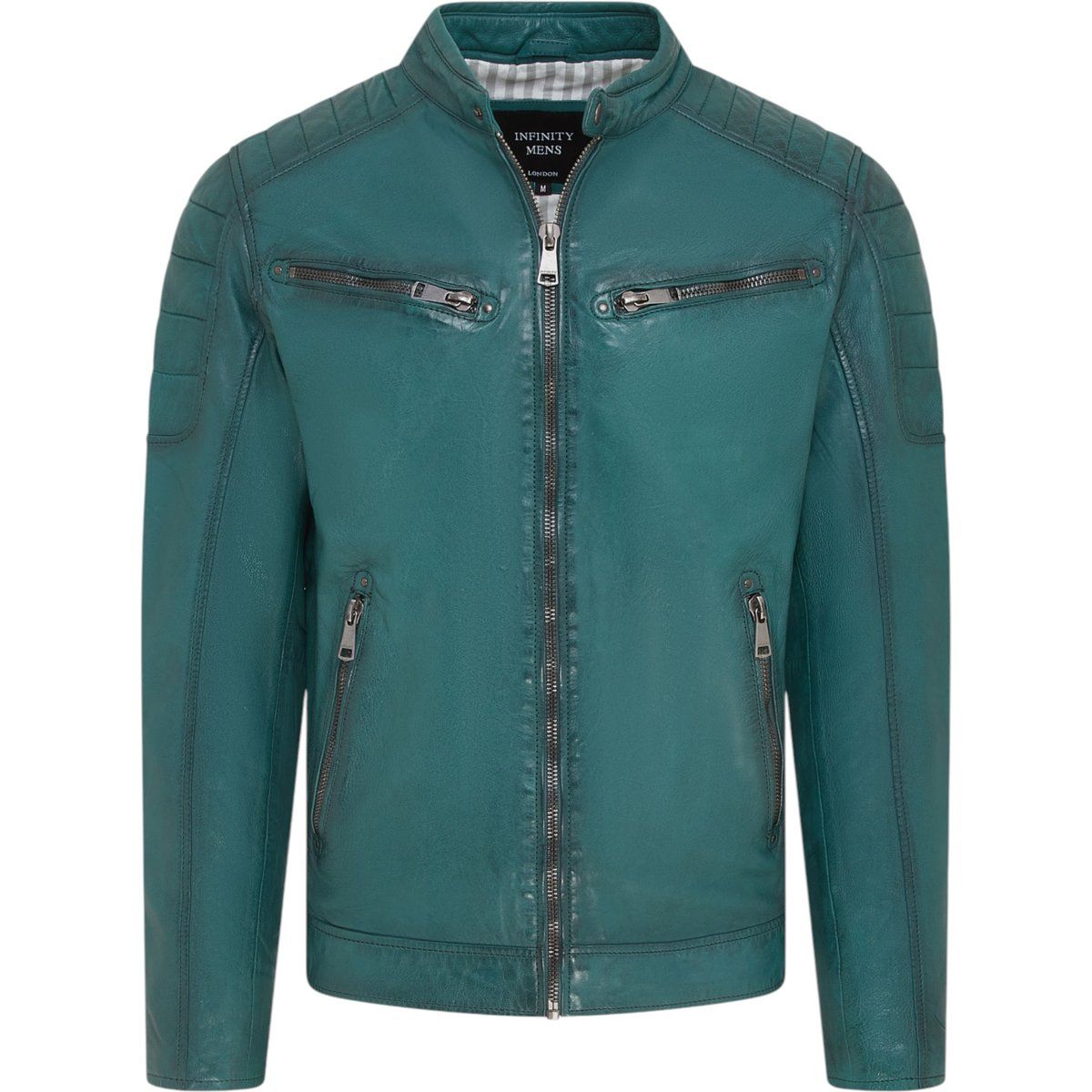 Herren Bikerjacke aus grünem Leder